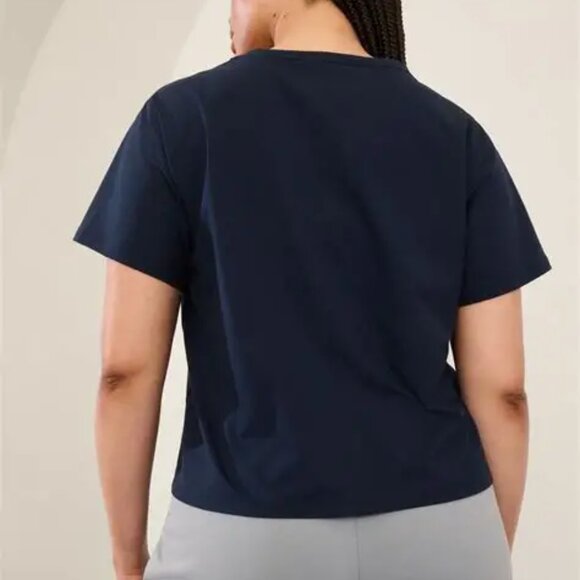 Athleta Essential V-Neck Navy Tee Shirt - Picture 2 of 6